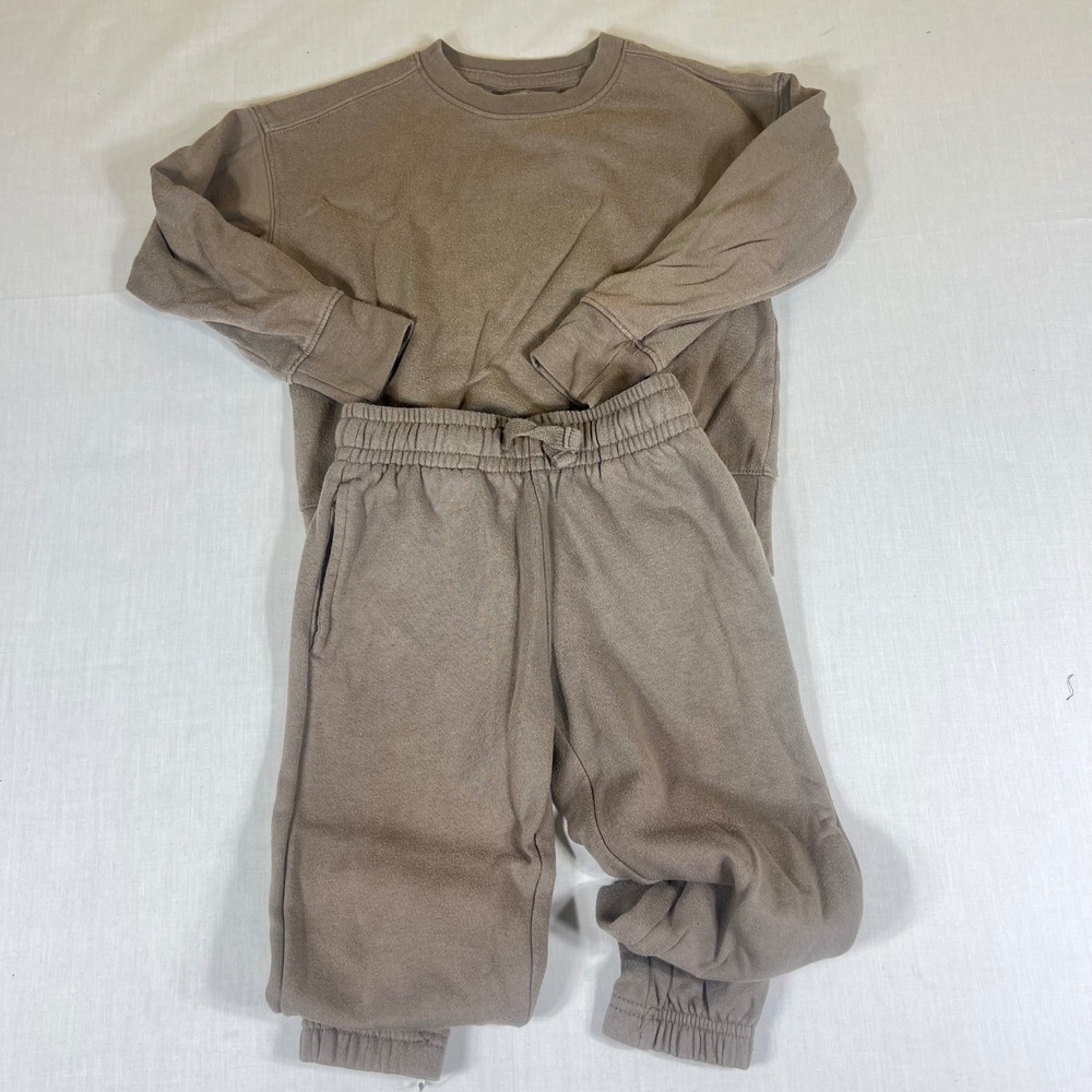 Athletic Works Kids Brown Fleece Sweatshirt and Joggers Tracksuit Set XS 4-5